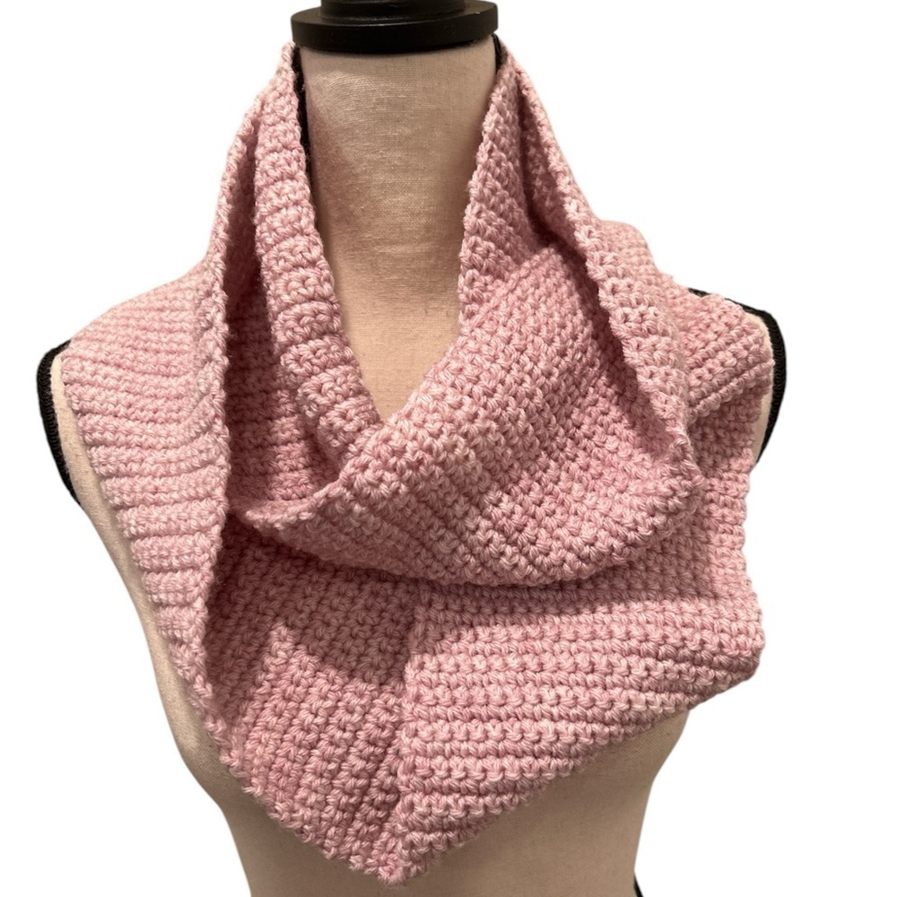 Pink Handmade Infinity Knit Scarf